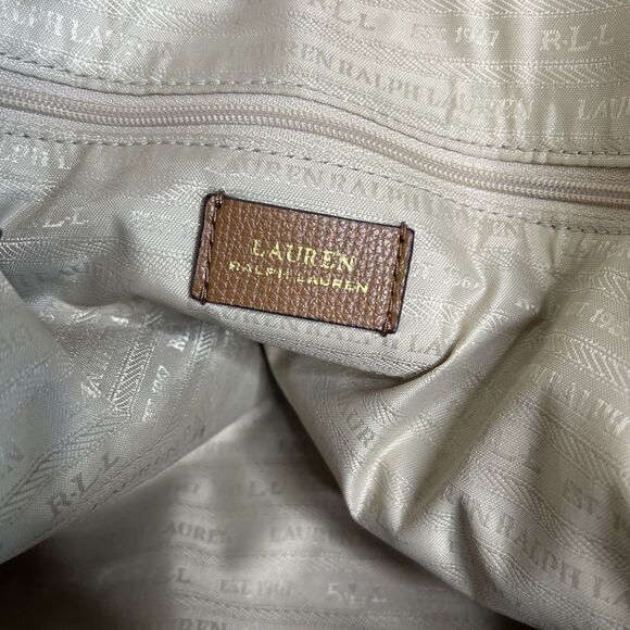 Ralph Lauren RLL Brown Leather Dome Satchel Bag Handbag Purse Classic - Picture 10 of 11